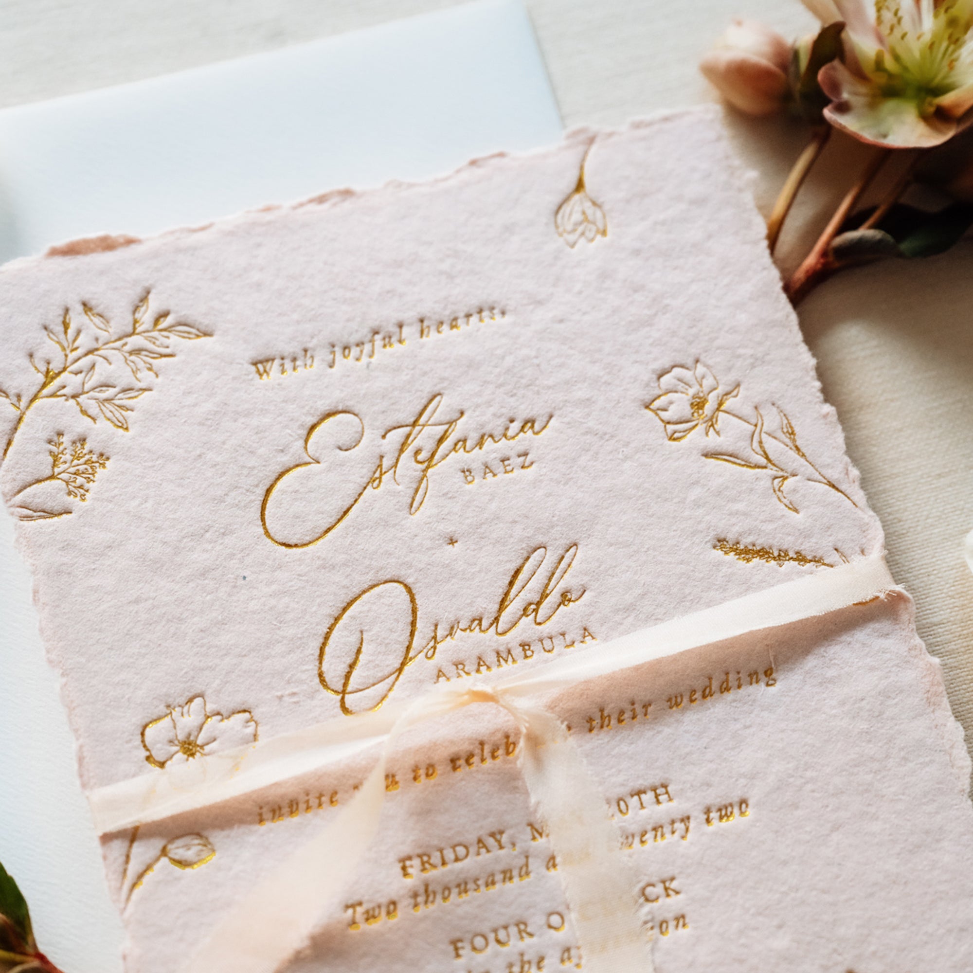 Flora Blush/Ivory Invitation – Paige & Co